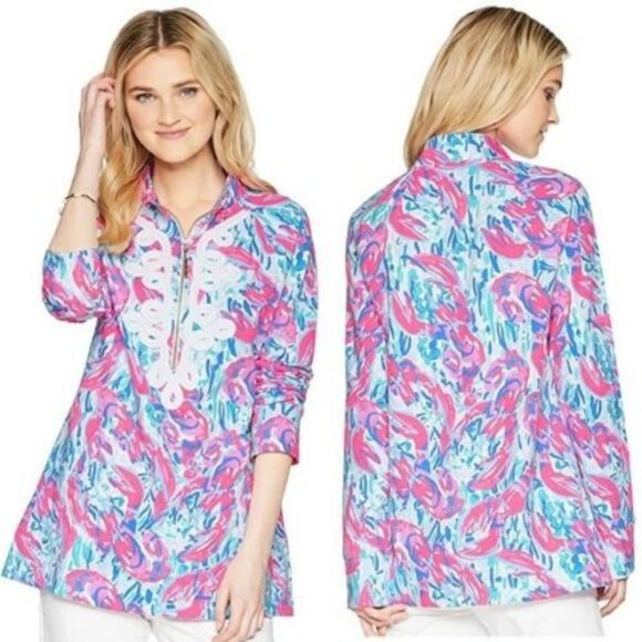 NWOT LILLY PULITZER XXS UPF 50 Popover in Cosmic Coral Cracked up $109 - Picture 1 of 3